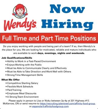 Get hours & restaurant details. . Wendys near me hiring
